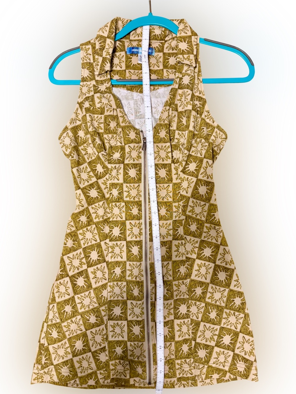 Urban Outfitters Geometric Sun Linen Sleeveless Halter Dress